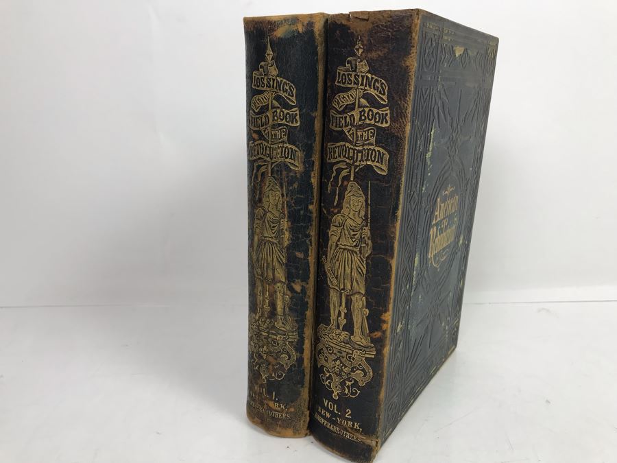 Antique 1859 2 Volume Hardcover Book Set: Pictorial Field Book Of The Revolution (War For Independence) By Benson J. Lossing New York: Harper Brothers, Franklin Square With Eleven Hundred Engravings [Photo 2]