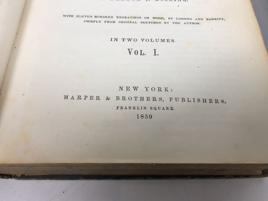 Antique 1859 2 Volume Hardcover Book Set: Pictorial Field Book Of The Revolution (War For Independence) By Benson J. Lossing New York: Harper Brothers, Franklin Square With Eleven Hundred Engravings [Photo 22]