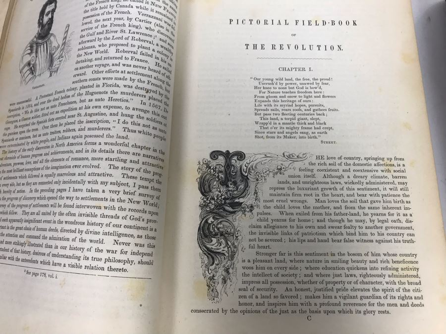 Antique 1859 2 Volume Hardcover Book Set: Pictorial Field Book Of The Revolution (War For Independence) By Benson J. Lossing New York: Harper Brothers, Franklin Square With Eleven Hundred Engravings [Photo 34]