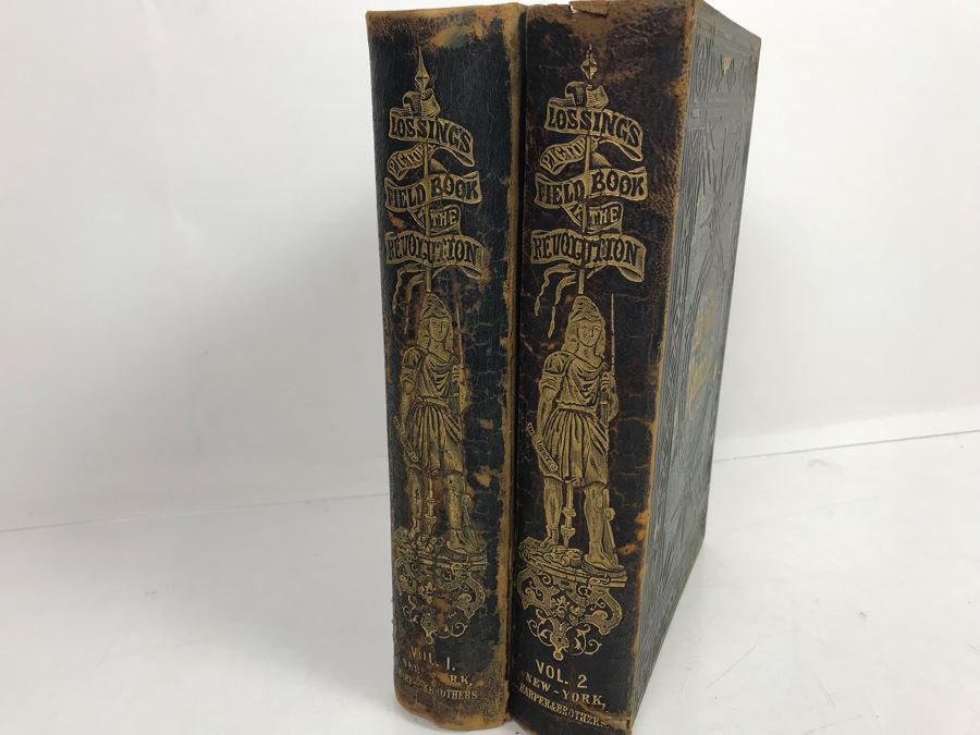 Antique 1859 2 Volume Hardcover Book Set: Pictorial Field Book Of The Revolution (War For Independence) By Benson J. Lossing New York: Harper Brothers, Franklin Square With Eleven Hundred Engravings [Photo 5]