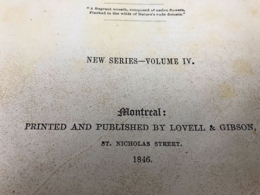 Antique 1846 Hardcover Book The Literary Garland, And Canadian Magazine