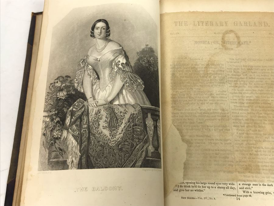 Antique 1846 Hardcover Book The Literary Garland, And Canadian Magazine; A Monthly Repository Of Tales, Sketches, Poetry, Music, Engravings New Series Volume IV Lovell & Gibson [Photo 19]