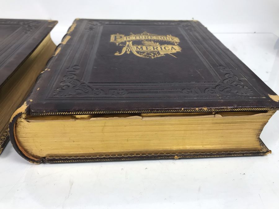 Antique 1872 (Vol 1) And 1874 (Vol 2) Hardcover Books: Picturesque America; Or, The Land We Live In With Illustrations On Steel And Wood By Eminent American Artists 10.5' X 12.5' [Photo 7]