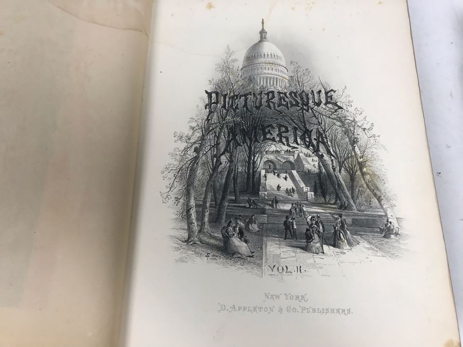 Antique 1872 (Vol 1) And 1874 (Vol 2) Hardcover Books: Picturesque America; Or, The Land We Live In With Illustrations On Steel And Wood By Eminent American Artists 10.5' X 12.5' [Photo 30]