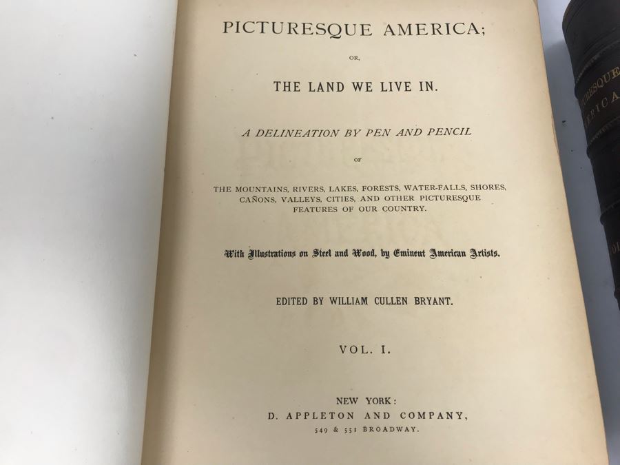 Antique 1872 (Vol 1) And 1874 (Vol 2) Hardcover Books: Picturesque America; Or, The Land We Live In With Illustrations On Steel And Wood By Eminent American Artists 10.5' X 12.5' [Photo 14]