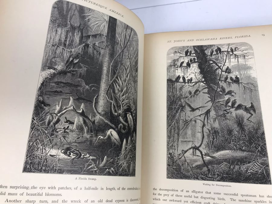 Antique 1872 (Vol 1) And 1874 (Vol 2) Hardcover Books: Picturesque America; Or, The Land We Live In With Illustrations On Steel And Wood By Eminent American Artists 10.5' X 12.5' [Photo 23]