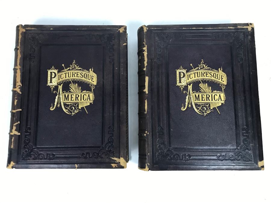Antique 1872 (Vol 1) And 1874 (Vol 2) Hardcover Books: Picturesque America; Or, The Land We Live In With Illustrations On Steel And Wood By Eminent American Artists 10.5' X 12.5' [Photo 5]