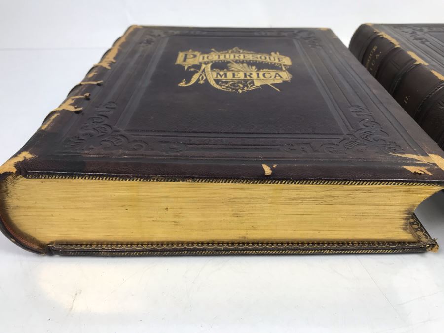 Antique 1872 (Vol 1) And 1874 (Vol 2) Hardcover Books: Picturesque America; Or, The Land We Live In With Illustrations On Steel And Wood By Eminent American Artists 10.5' X 12.5' [Photo 6]