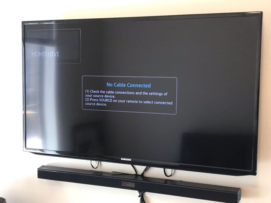 (2) Flat Panel Samsung TVs With (2) Samsung Soundbars And Subwoofers HW