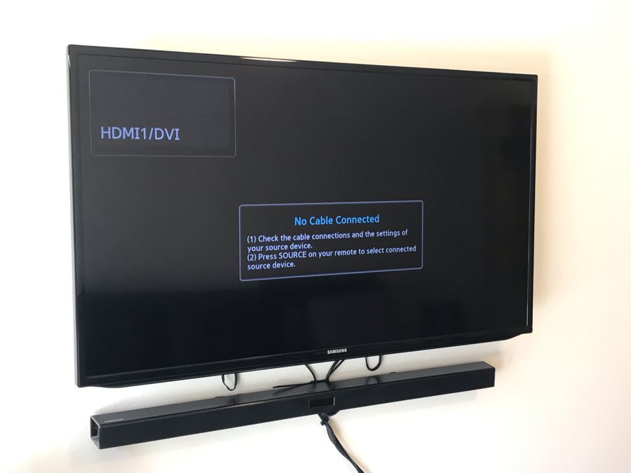 (2) Flat Panel Samsung TVs With (2) Samsung Soundbars And Subwoofers HW