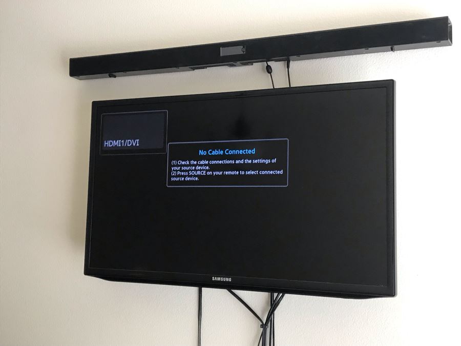 (2) Flat Panel Samsung TVs With (2) Samsung Soundbars And Subwoofers HW