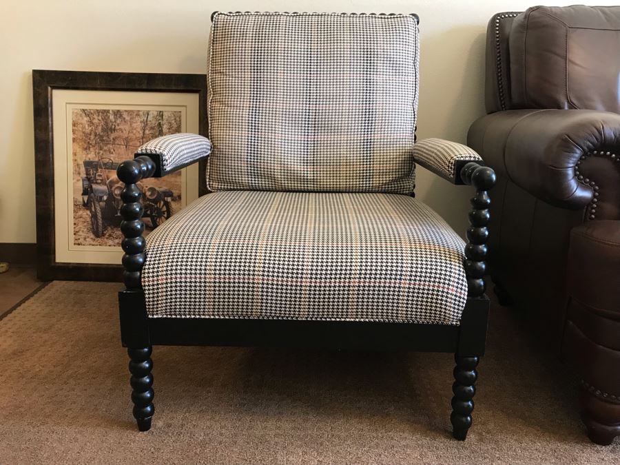 Classy Turned Wood Upholstered Armchair [Photo 4]