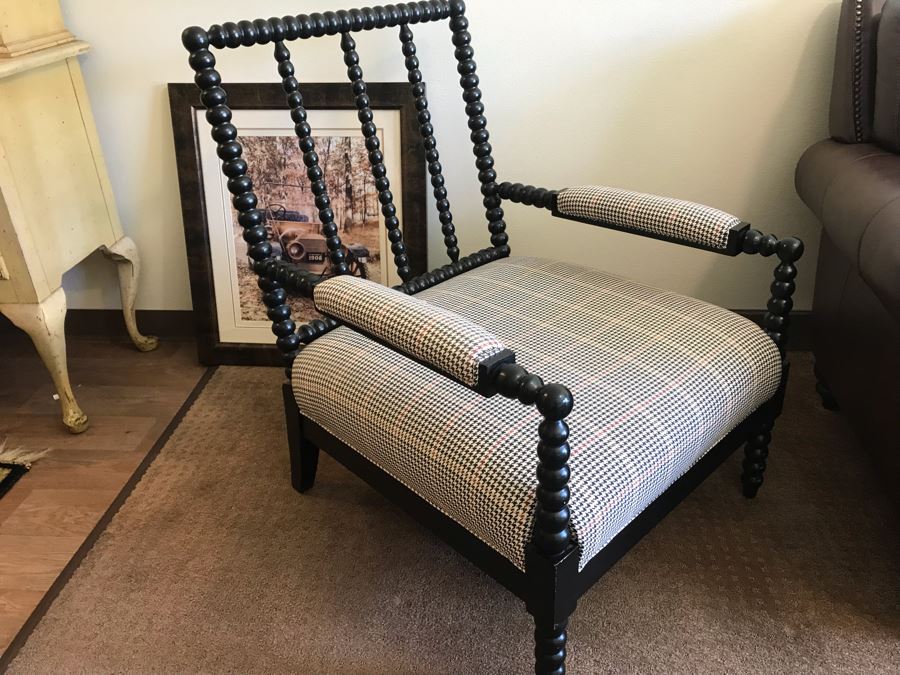 Classy Turned Wood Upholstered Armchair [Photo 6]