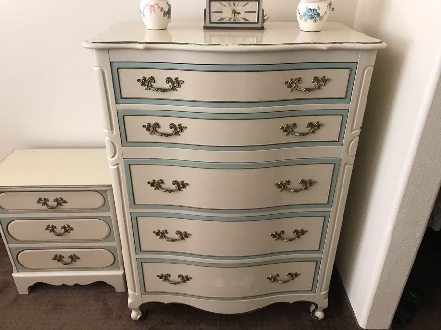 Drexel French Provincial 5 Drawer Chest Of Drawers Dresser And