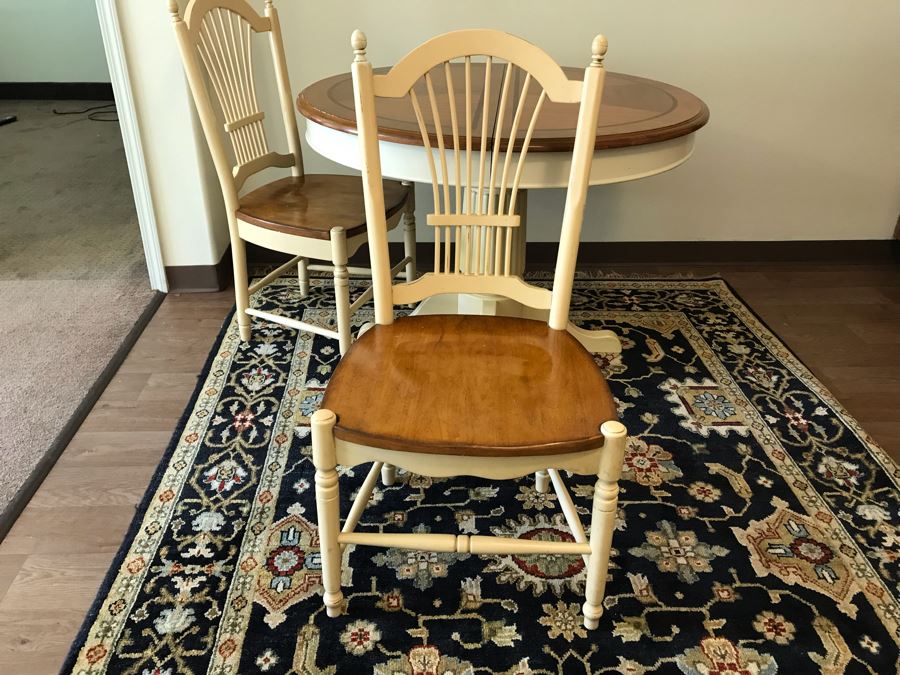Pedestal Dining Table With Built In Leaf And (2) Dining Chairs [Photo 7]