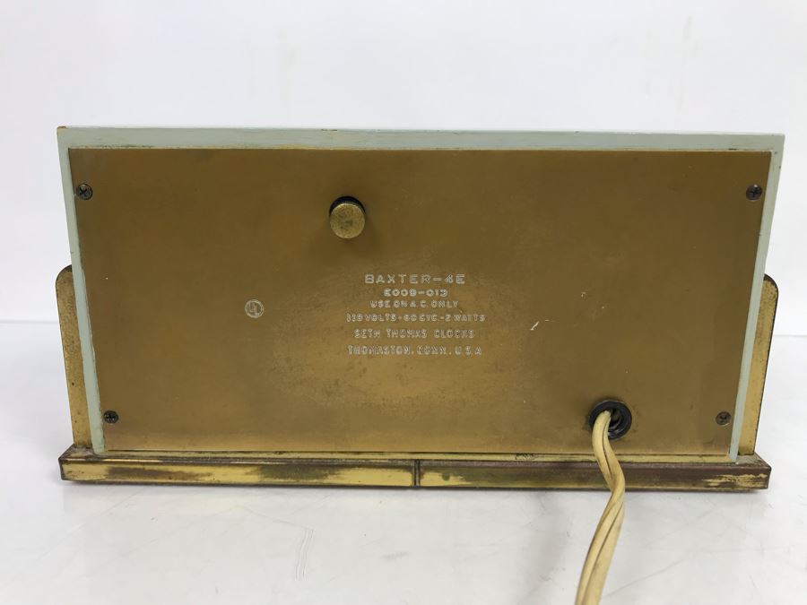 Vintage Brass And Painted Wood Art Deco Design Seth Thomas Electric Clock Baxter-4E E009-013 [Photo 5]