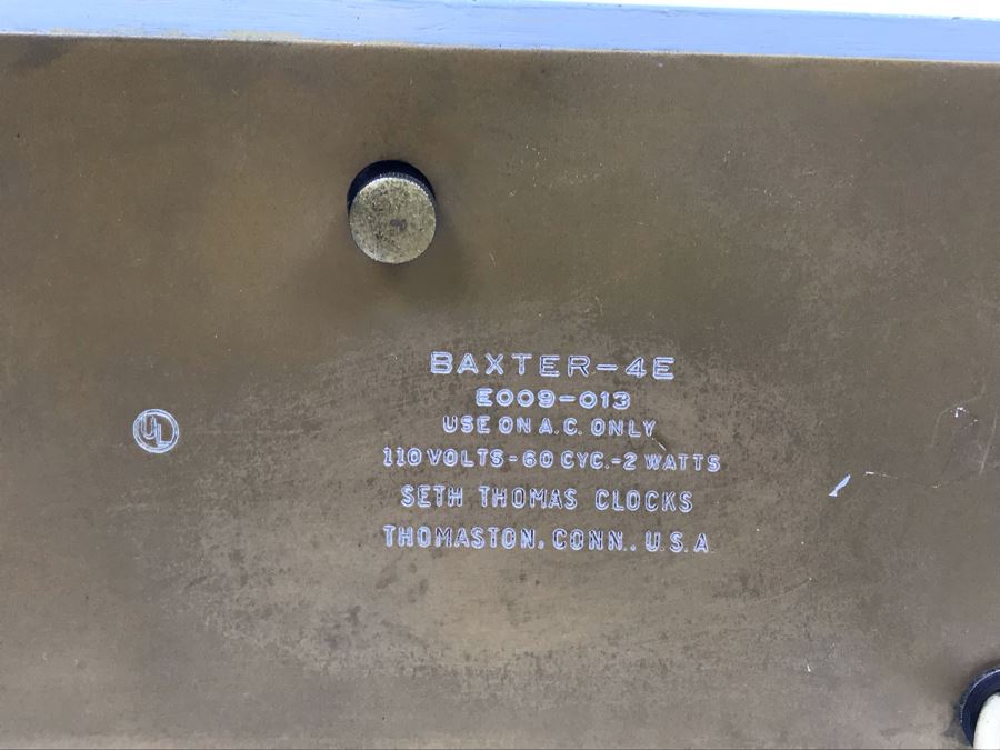 Vintage Brass And Painted Wood Art Deco Design Seth Thomas Electric Clock Baxter-4E E009-013 [Photo 6]