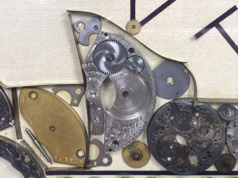 Handmade Oldsmobile Car Clock Parts Collage Framed Artwork Signed By Girard 17' X 14' [Photo 9]