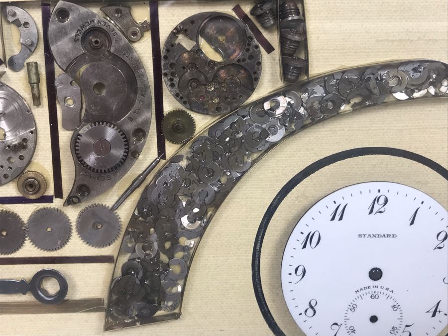 Handmade Oldsmobile Car Clock Parts Collage Framed Artwork Signed By Girard 17' X 14' [Photo 8]