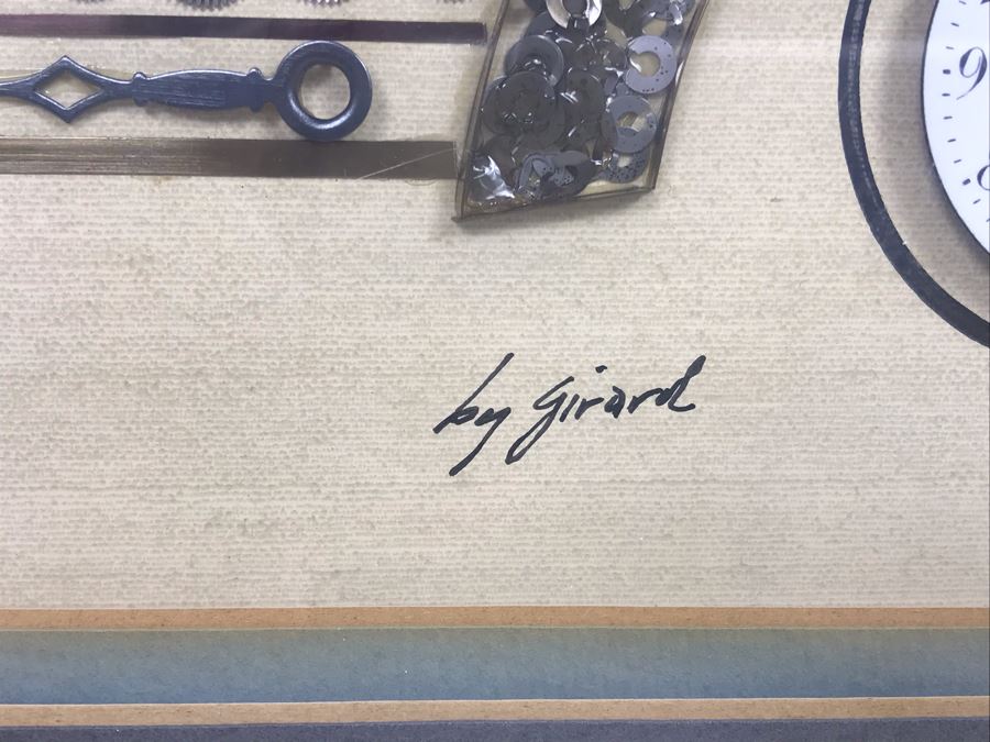 Handmade Oldsmobile Car Clock Parts Collage Framed Artwork Signed By Girard 17' X 14' [Photo 4]