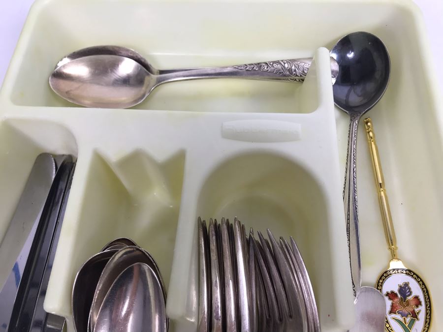 Silverplate Flatware Set With Rolex Tourist Spoon And Cloisonne Spoon [Photo 5]