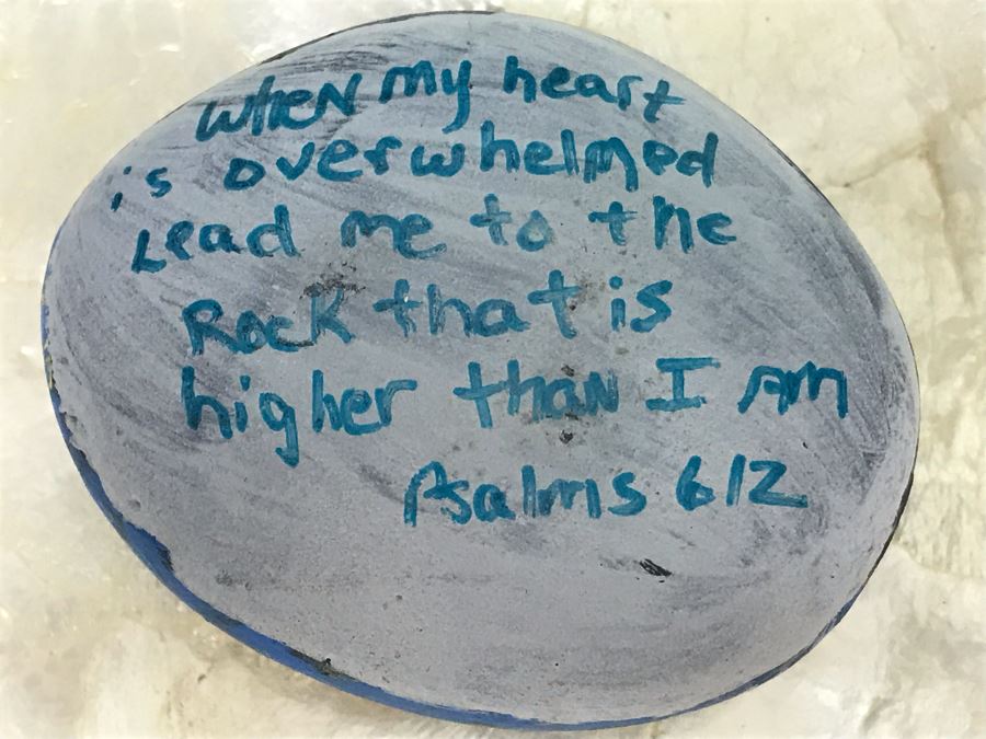 Faux Orchid Flower Arrangement, Cloisonne Egg With Stand, Organic Coral Sculpture, Hand Painted Rock And Shell-Craft Heart Dish [Photo 15]