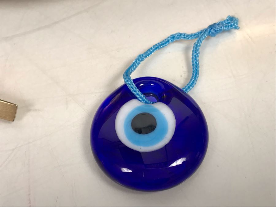 Italian Gilt Wooden Jewelry Box, Carved Chinese Jade And Knot Design Bookmark Of Character Fu 'Blessing', Various Mens Tie Clips And Cufflinks With Box And Glass Pendant [Photo 10]