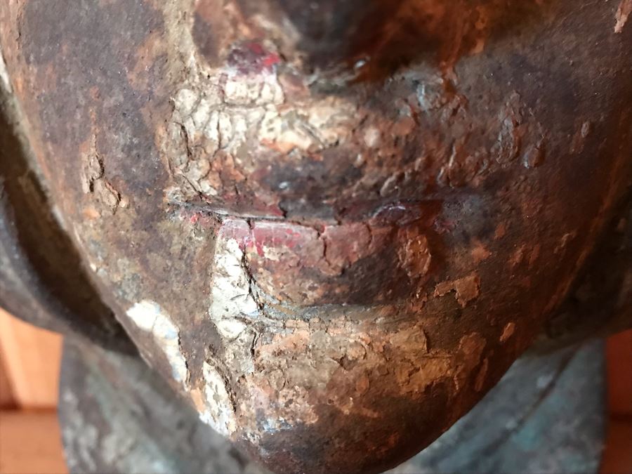 Antique Cast Iron Figure Head Relief Wall Sculpture Hand Painted [Photo 14]