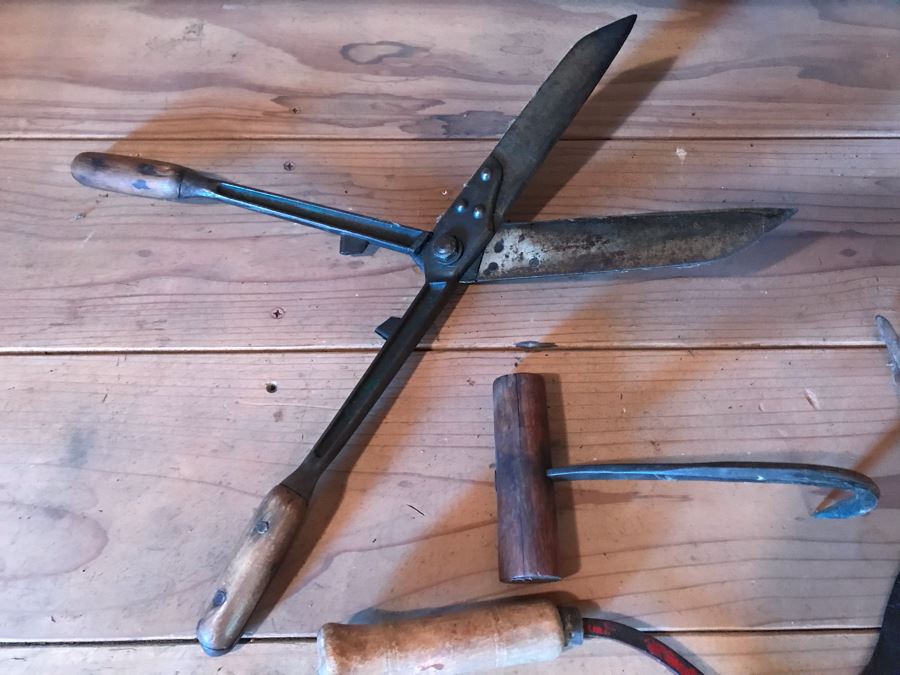 Antique Hand Scythe Hand Made In Austria, Antique Ice Hook And Vintage WISS 7.5' Garden Tool Pruning Shears [Photo 10]