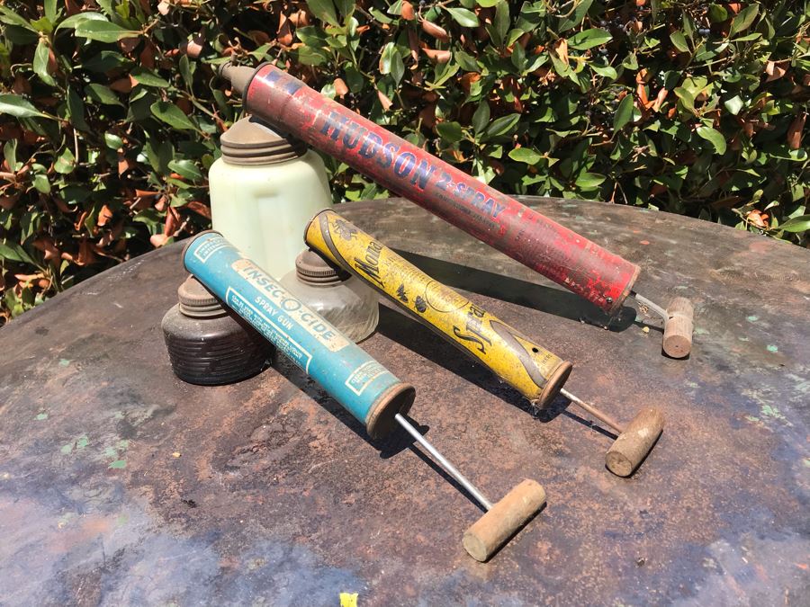 Collection Of (3) Vintage Bug Spray Guns - Two With Glass Bottles [Photo 1]