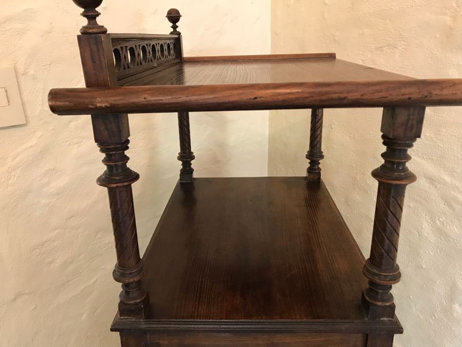 Vintage Wooden Music Stand Cabinet With Slots For Records [Photo 10]
