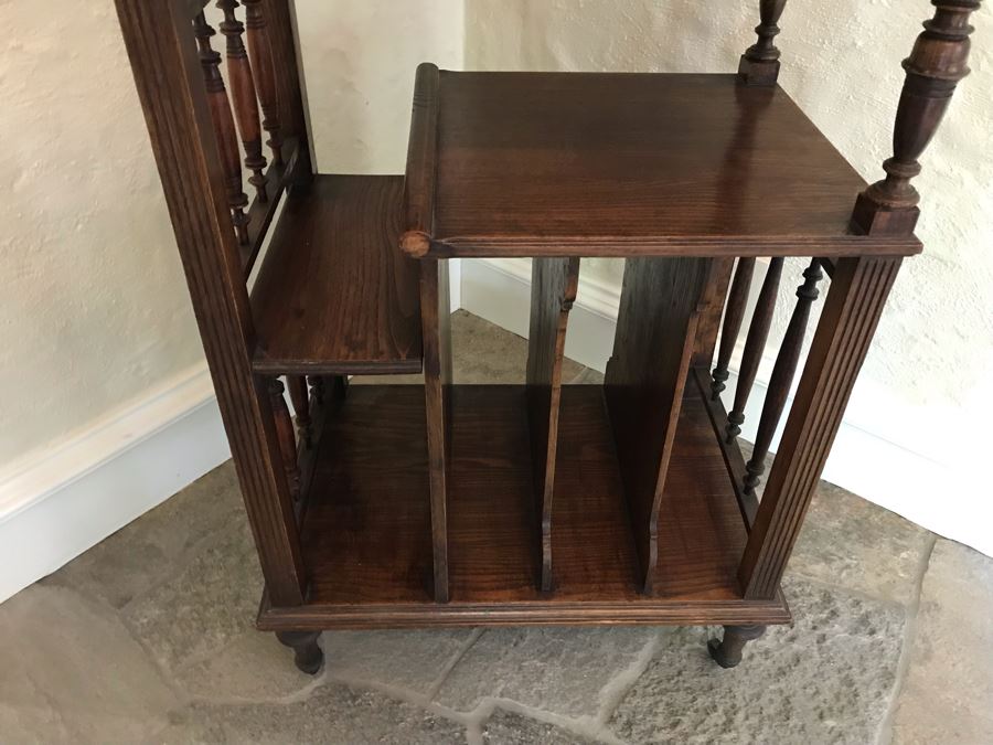 Vintage Wooden Music Stand Cabinet With Slots For Records [Photo 6]