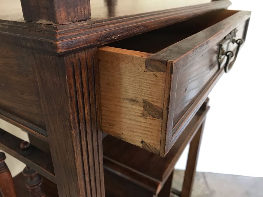 Vintage Wooden Music Stand Cabinet With Slots For Records [Photo 13]