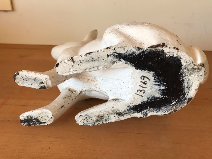 Old Cast Iron Painted White Bunny Rabbit Garden Statuary 9'W X 11'H [Photo 7]