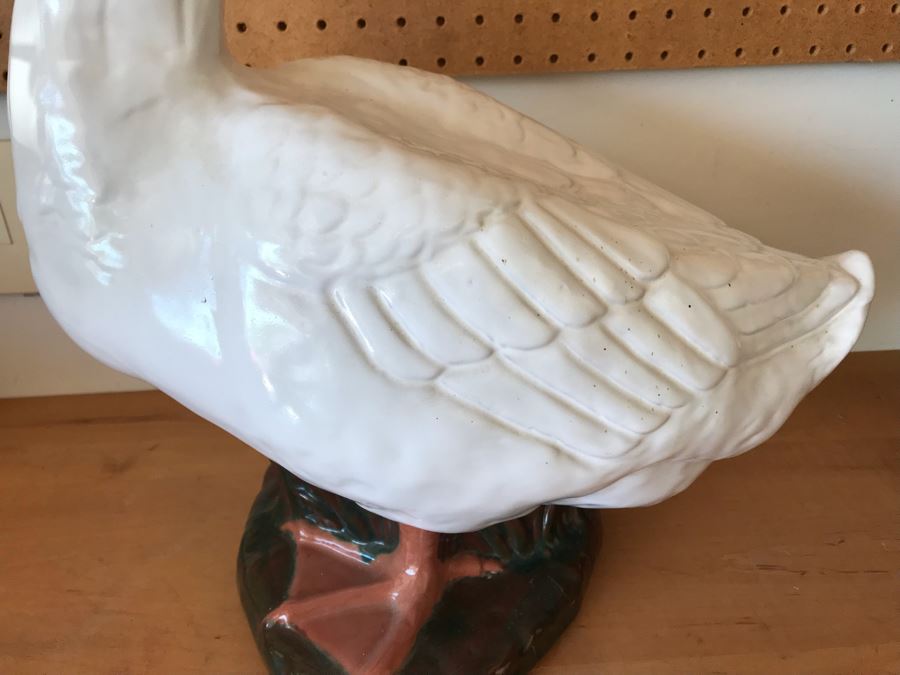Large Majolica Swan Duck Goose Figurine 21'H [Photo 4]