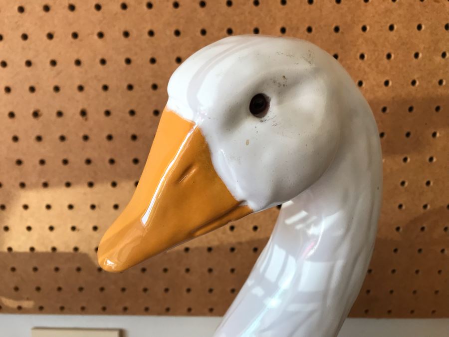 Large Majolica Swan Duck Goose Figurine 21'H [Photo 3]