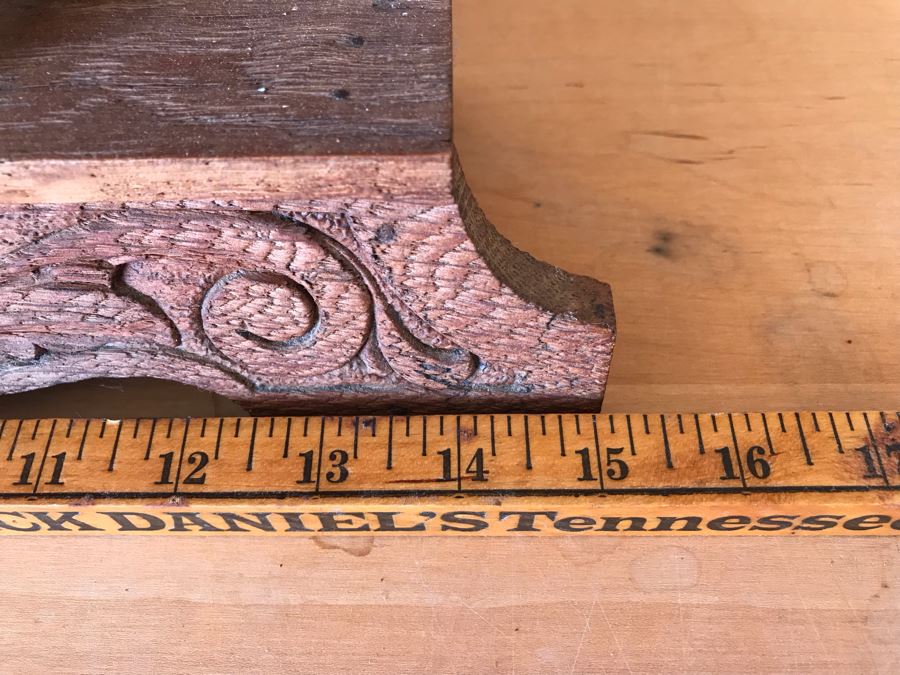 Antique Mechanical Clock With Carved Wooden Clock Case And Painted Glass Front - May Need Servicing 15'W X 4'D X 23'H [Photo 17]