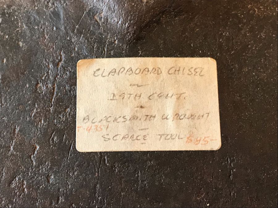 Antique 19th Century Clapboard Chisel Blacksmith Wrought Iron Tool And Antique Wooden-Handled Corkscrew Drill [Photo 3]