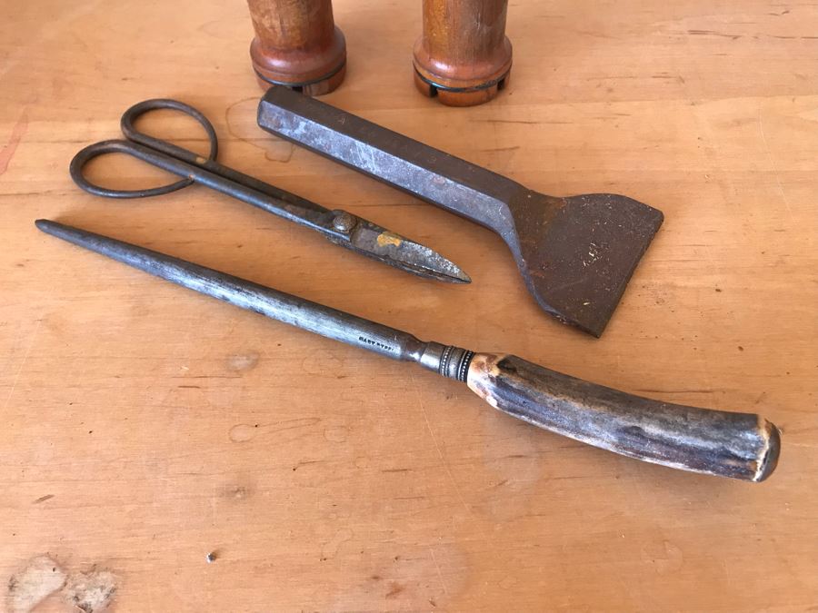 Old Tools Including A Chisel, Shears, Sharpener [Photo 2]