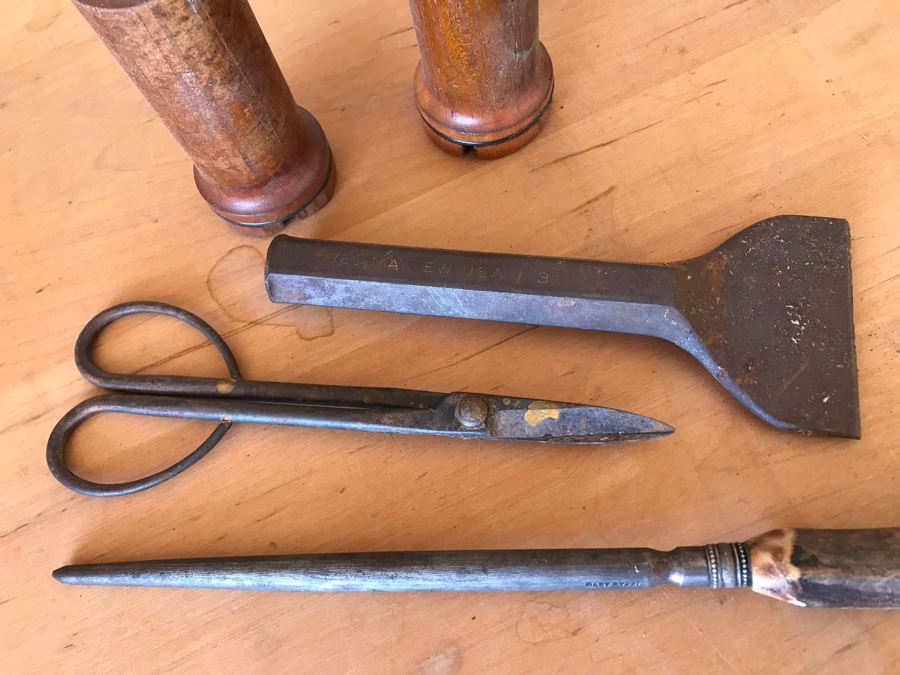 Old Tools Including A Chisel, Shears, Sharpener [Photo 4]