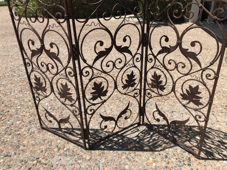Very Heavy Solid Wrought Iron 3-Panel Screen [Photo 4]