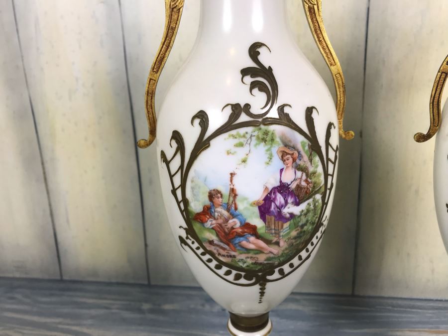 Pair Of Hand Painted French Vases Signed Andre [Photo 4]