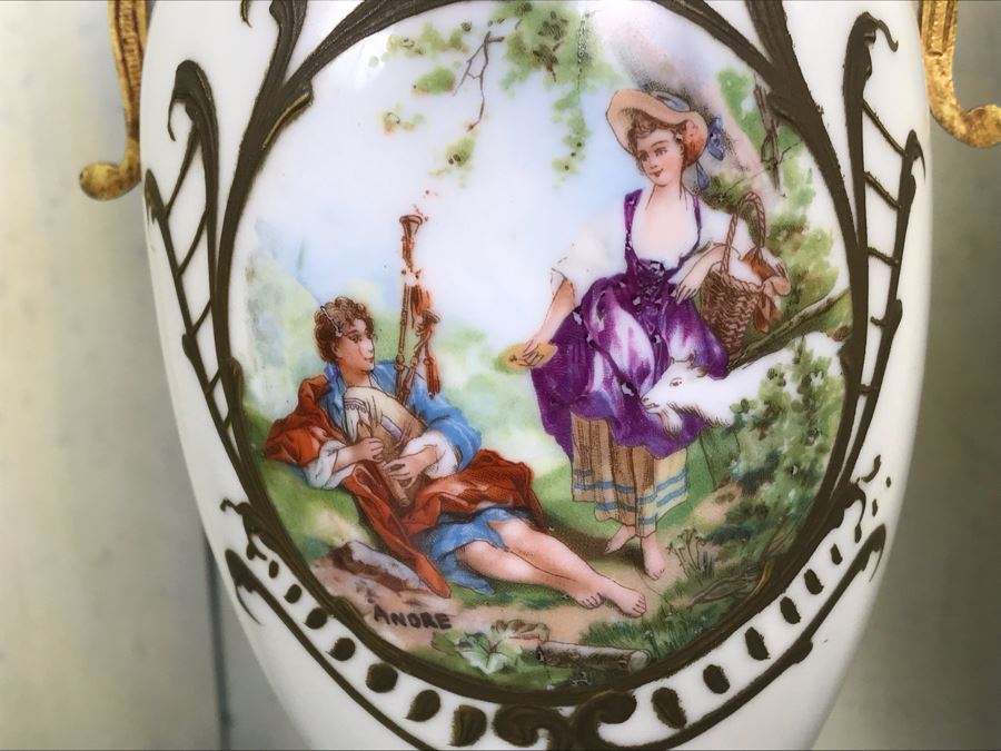 Pair Of Hand Painted French Vases Signed Andre [Photo 10]