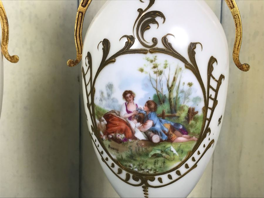 Pair Of Hand Painted French Vases Signed Andre [Photo 7]