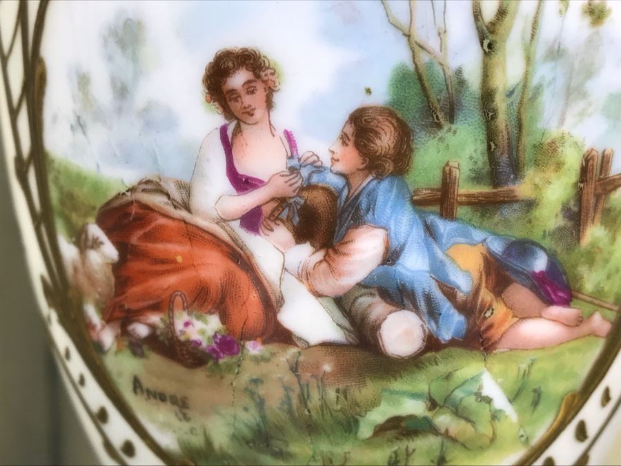 Pair Of Hand Painted French Vases Signed Andre [Photo 8]