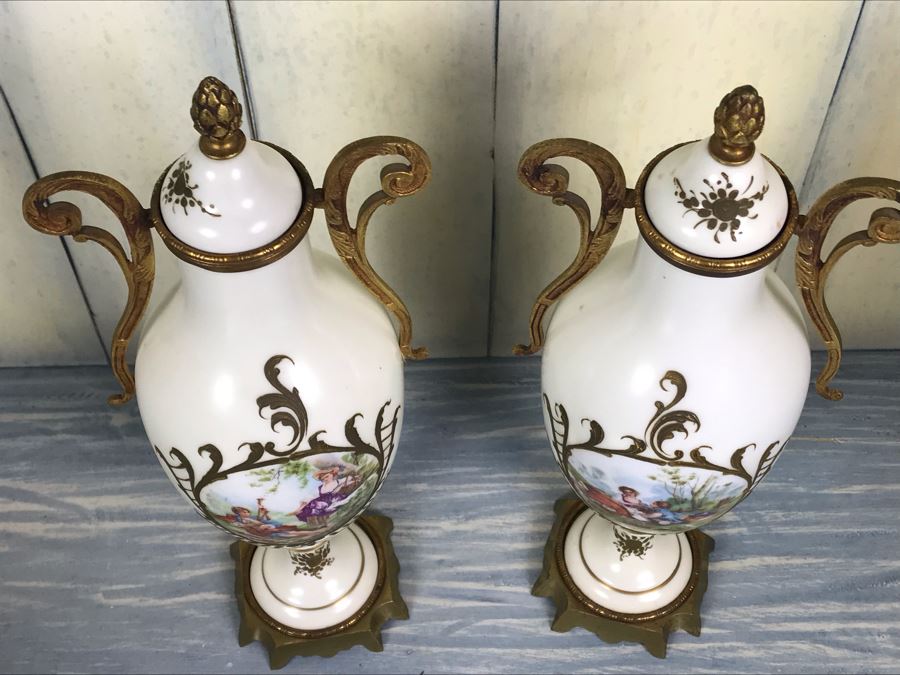 Pair Of Hand Painted French Vases Signed Andre [Photo 14]