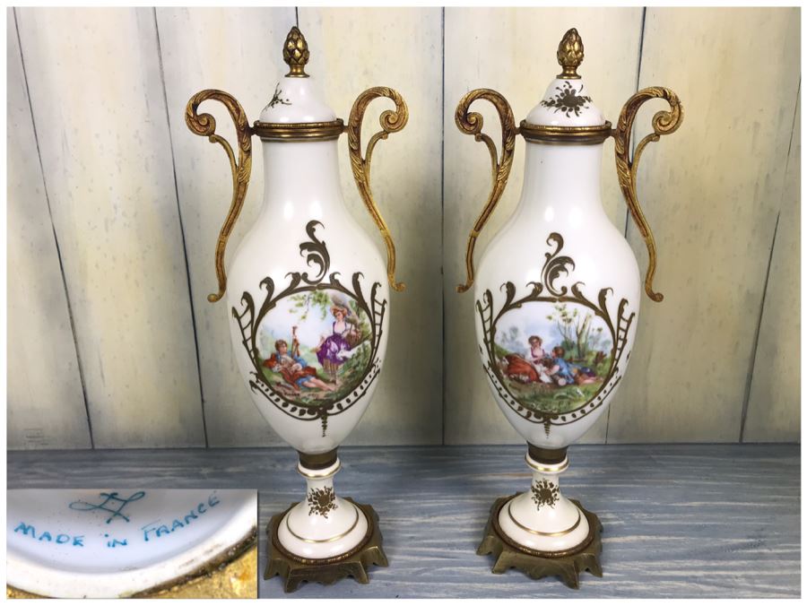 Pair Of Hand Painted French Vases Signed Andre [Photo 1]