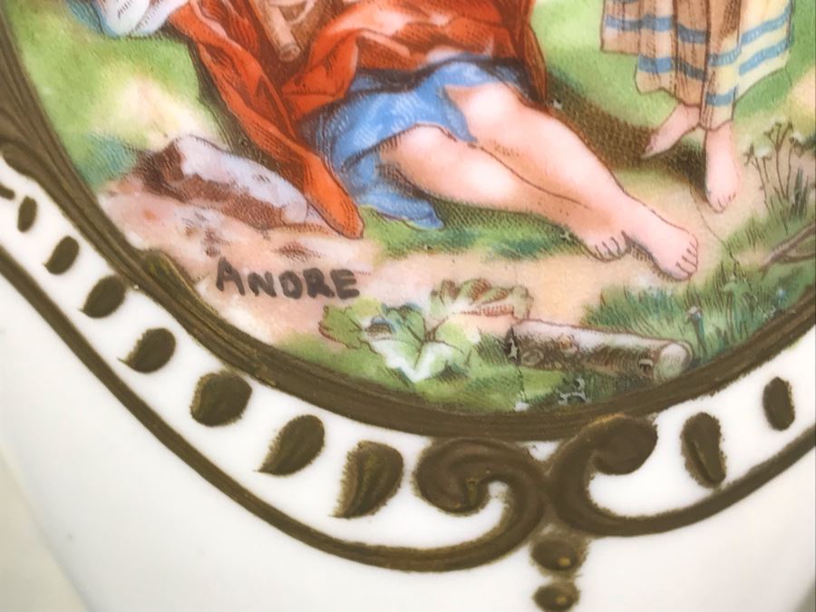 Pair Of Hand Painted French Vases Signed Andre [Photo 5]