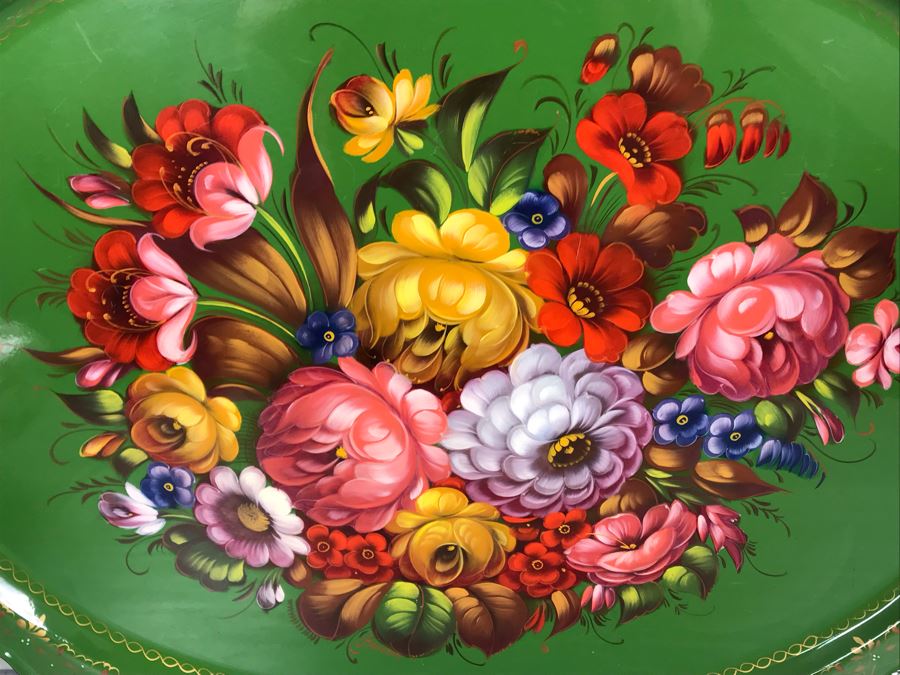 Vintage Haviland & Co Soup Tureen And Hand Painted Signed Floral Metal Tray [Photo 12]