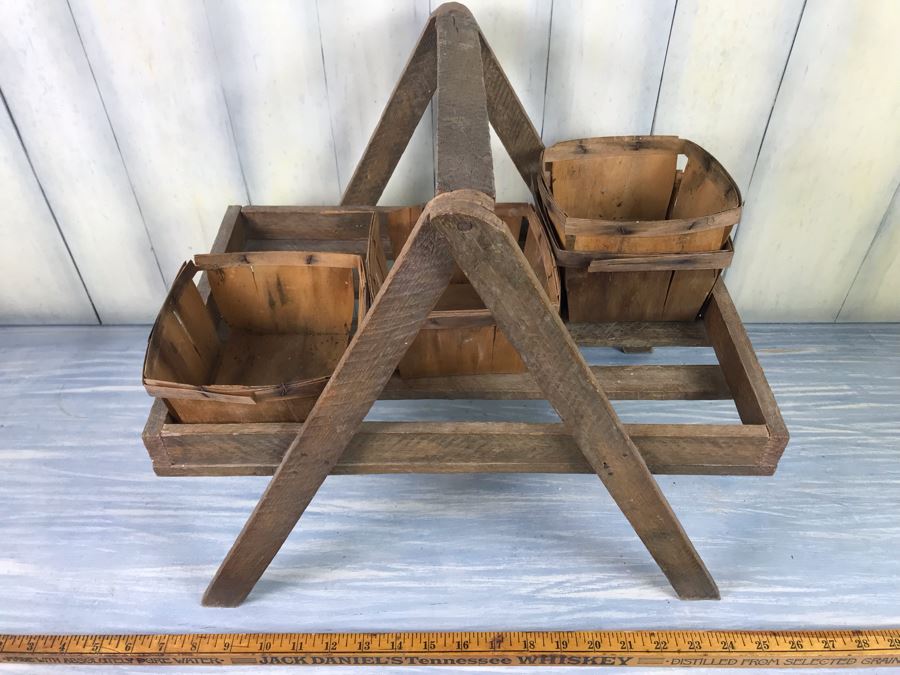 Vintage Wooden Strawberry Basket Carrier 17'W X 15'H [Photo 11]